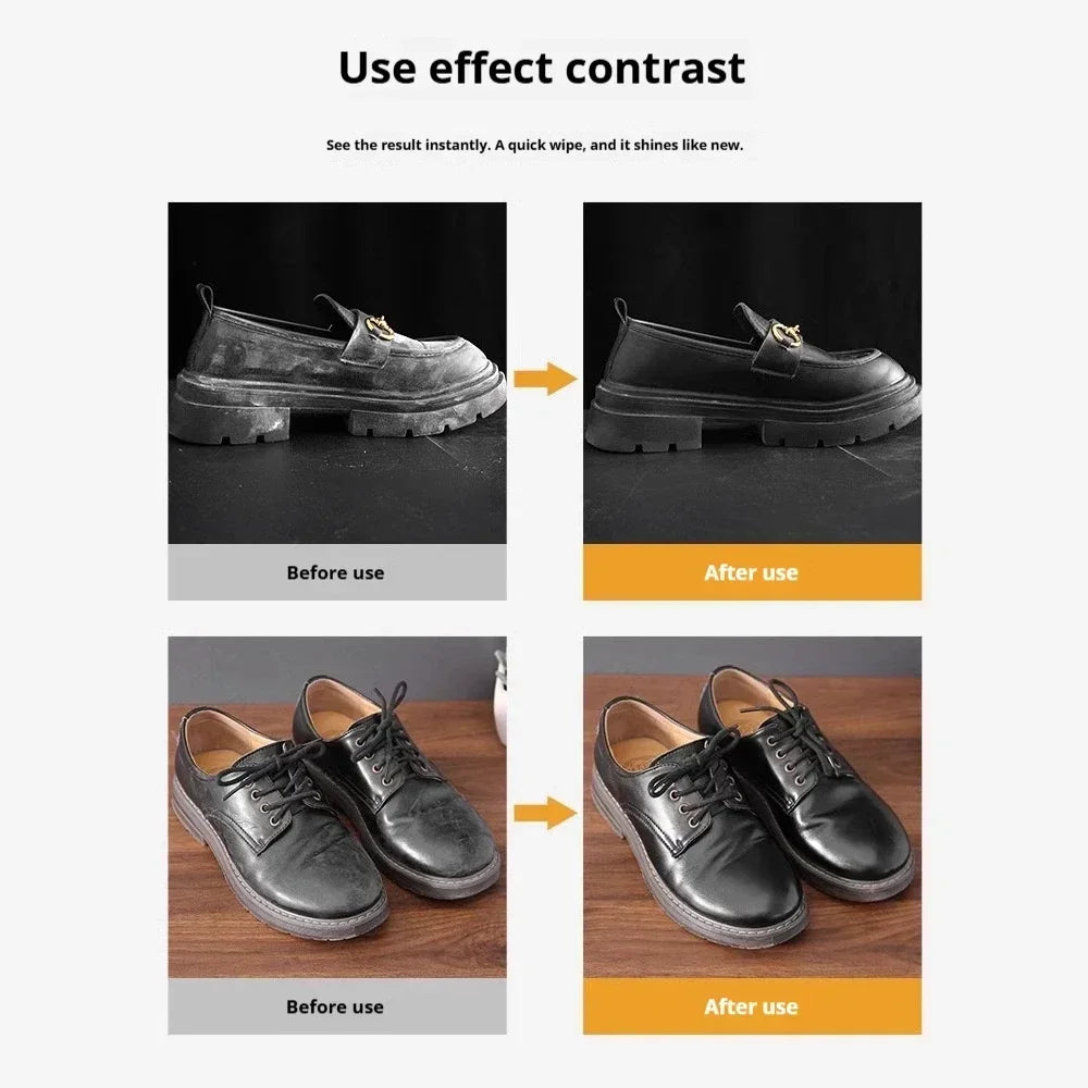 All-In-One Disposable Shoe Shine Sponge, Portable Water-Free Leather Polish Brush for Black Dress Shoes Leather Bags 1/2/3Pcs