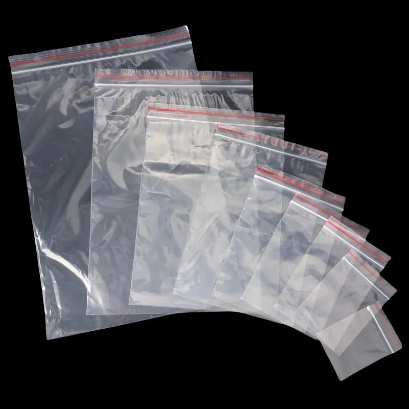 500/100Pcs Self Sealed Bags Plastic Storage Bag for Jewelry Food Pills Transparent Zipper Storage Bag Package Pouches Wholesale