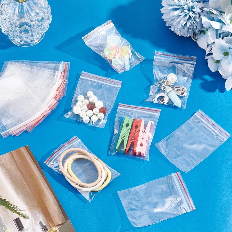 500/100Pcs Self Sealed Bags Plastic Storage Bag for Jewelry Food Pills Transparent Zipper Storage Bag Package Pouches Wholesale