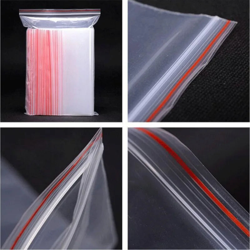 500/100Pcs Self Sealed Bags Plastic Storage Bag for Jewelry Food Pills Transparent Zipper Storage Bag Package Pouches Wholesale
