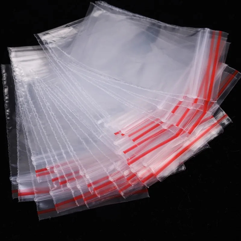500/100Pcs Self Sealed Bags Plastic Storage Bag for Jewelry Food Pills Transparent Zipper Storage Bag Package Pouches Wholesale